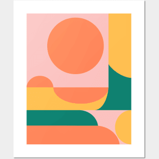 Shape and Color Study in Orange, Pink, Green, and Yellow Posters and Art